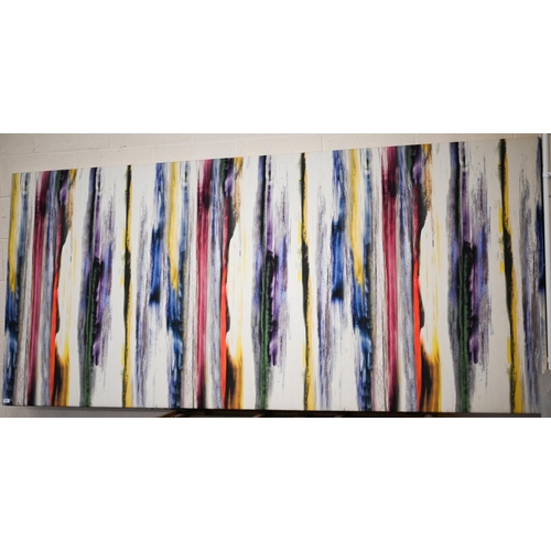 354 - A large printed fabric abstract panel, 124 x 270 cm 