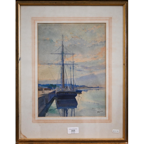 355 - J L Janvier - 'Annais de Servan', watercolour, signed and dated Dec 1907, 32 x 23 cm