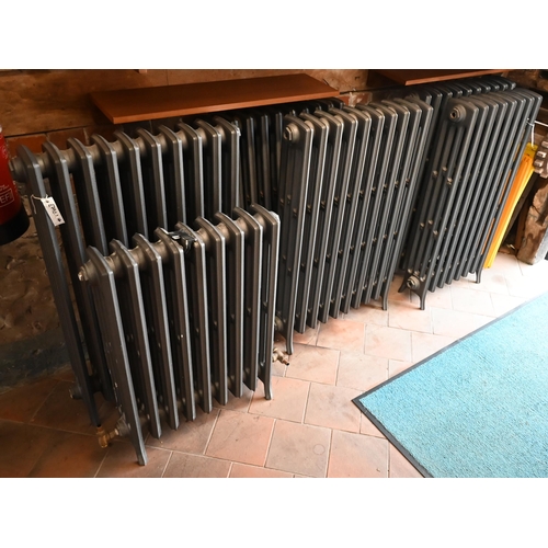 410 - Six contemporary cast iron column radiators, various sizes (6)