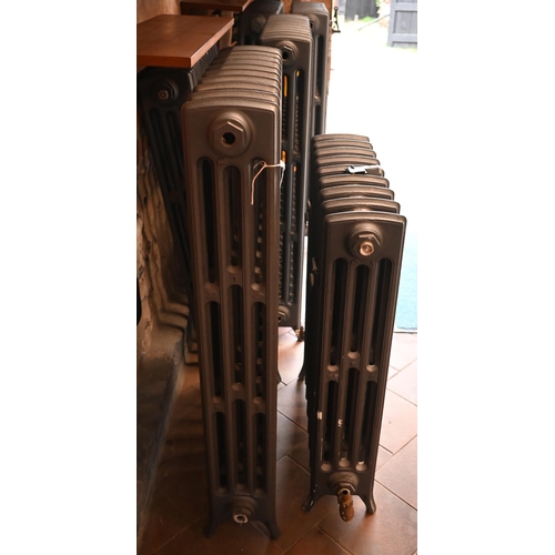 410 - Six contemporary cast iron column radiators, various sizes (6)