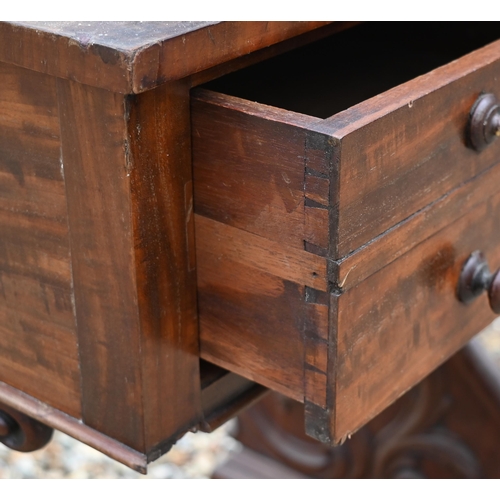 415 - A Victorian mahogany hall chair to/w a mahogany work table, both a/f (2)