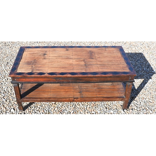 424 - A colonial hardwood two tier coffee table, 120 x 61 x 48 cm h