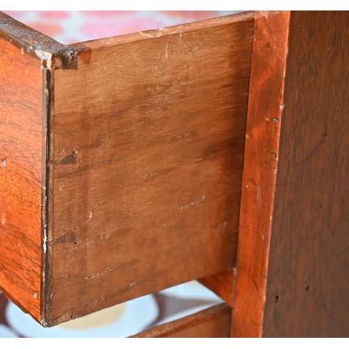 431 - Victorian mahogany commode cabinet with a pair of cabinet doors over two long drawers, on shaped bra... 