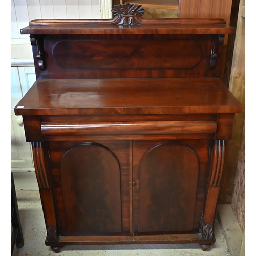 441 - A Victorian mahogany chiffonier with full width drawer over a pair of cupboards, on ball feet, 90 x ... 