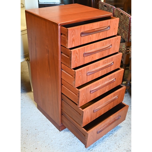 469 - A mid-century G-Plan teak chest of six drawers, 53 x 44 x 100 cm h