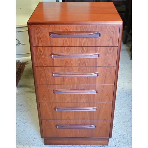 469 - A mid-century G-Plan teak chest of six drawers, 53 x 44 x 100 cm h