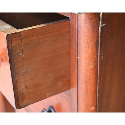 477 - A pair of Victorian mahogany four drawer pedestals (no bases) to/w a grey marble top forming a desk ... 