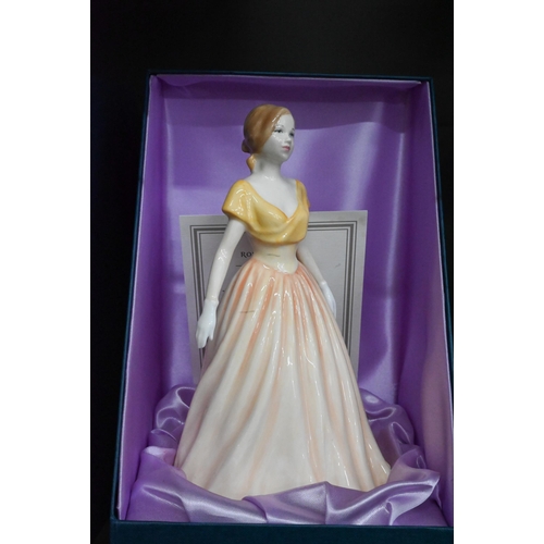 8 - Five boxed Royal Doulton figures, Hannah HN3369, Nicole HN4112, Happy Birthday 2004 HN4528, Dawn HN3... 
