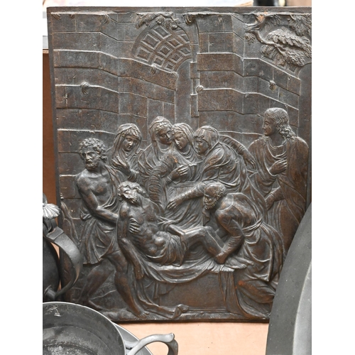 81 - 19th century Italian cast iron relief plaque 'The Entertainment' after Guglielmo della Porta, 25 x 1... 