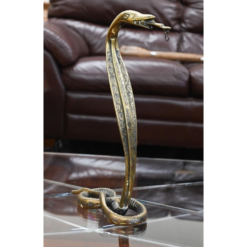 88 - Indian brass 'Cobra' lamp-bracket, 37 cm