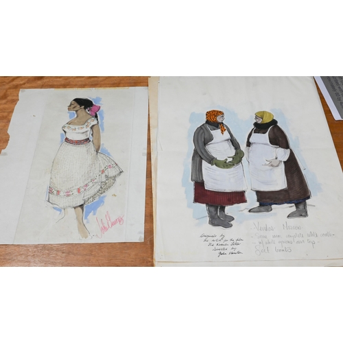 92 - John Furniss, nine unframed original costume designs for the 1970 film 'The Kremlin Letter', Dir. Jo... 