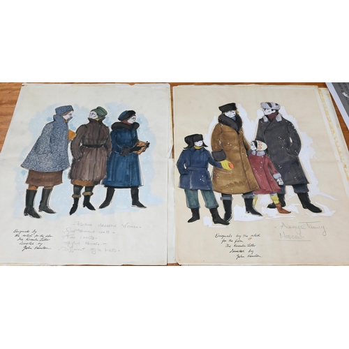 92 - John Furniss, nine unframed original costume designs for the 1970 film 'The Kremlin Letter', Dir. Jo... 