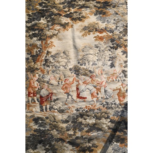 512 - An antique Belgian tapestry frolicking pastoral scene