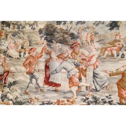 512 - An antique Belgian tapestry frolicking pastoral scene