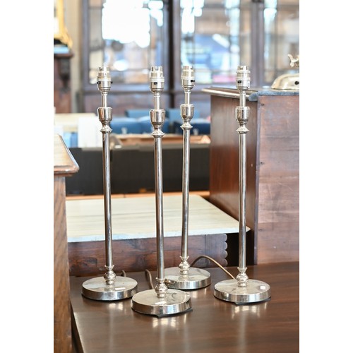 209 - Seven chrome plate slimline table lamps 52 cm high