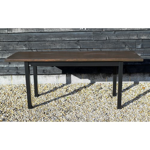 211 - A modern stained hardwood console table, 188 cm wide x 62 cm deep x 75 cm high