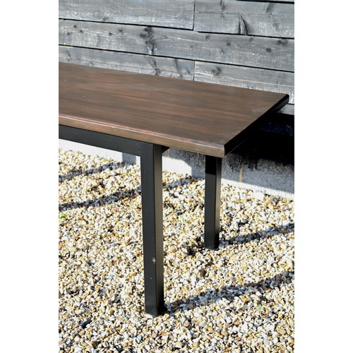 211 - A modern stained hardwood console table, 188 cm wide x 62 cm deep x 75 cm high