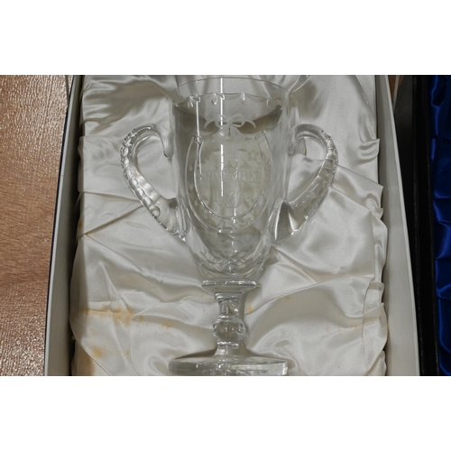 40 - Three boxed limited edition Stuart Crystal Royal Commemorative goblets and a similar loving cup to/w... 