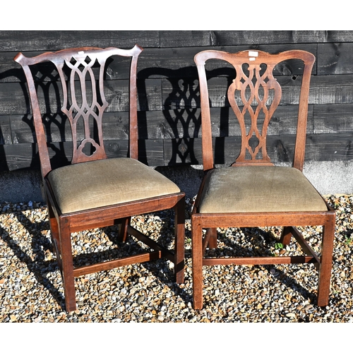 456 - 19th century dining chairs in the Chippendale manner, buff dralon pad seats (4 standard + 1 carver)