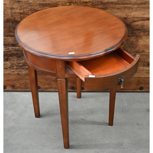 461 - A circular cherrywood Barker & Stonehouse 'flagstone' lamp table with single drawer and tapering... 