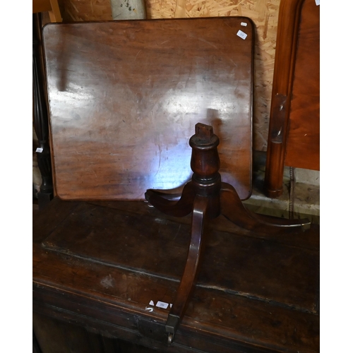 470 - #A 19th century mahogany side table on turned columns and triform supports a/f