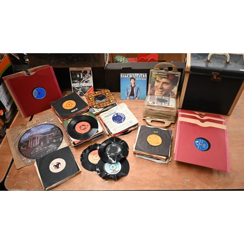 70 - Collection of original Elvis Presley 45rpm records, five in picture sleeves, to/w various other rock... 