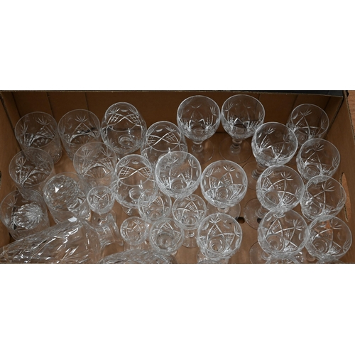 60 - Part suite of Royal Brierley cut drinking glasses including two decanters (box)