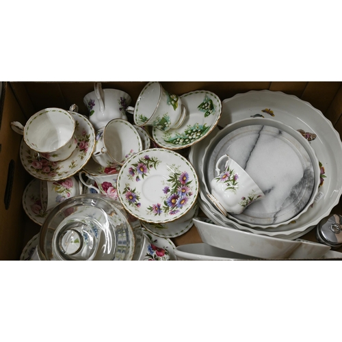 61 - Set of twelve Royal Albert Flower of the Month series tea cups and saucers and a matching coffee cup... 