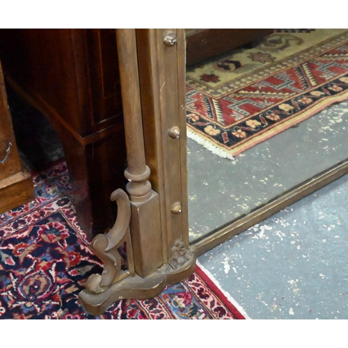 863 - A large Victorian giltwood and gesso overmantel mirror, the arched top centred by a polychrome table... 