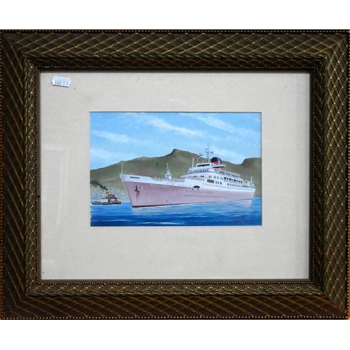 677 - John Batchelor (b 1936) - A set of ten gouache studies of ships - HMS Britannia, Rex, Leviathan (ex ... 