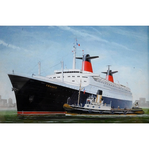 677 - John Batchelor (b 1936) - A set of ten gouache studies of ships - HMS Britannia, Rex, Leviathan (ex ... 