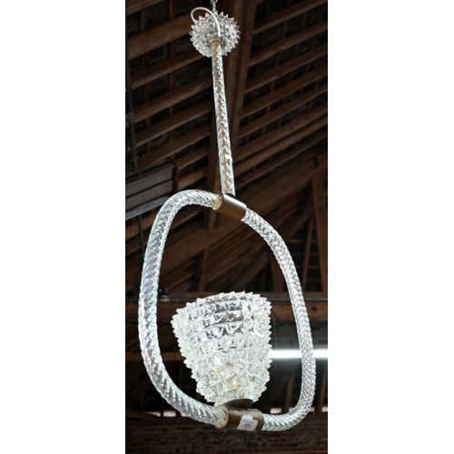 968 - A vintage Barovier & Toso Murano clear glass light fitting, approx. 40 cm dia. x 100 cm h