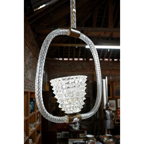 968 - A vintage Barovier & Toso Murano clear glass light fitting, approx. 40 cm dia. x 100 cm h