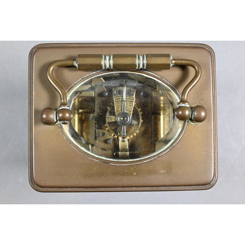 953 - Benetfink & Co. London, a brass carriage clock, with white enamelled dial, 11.5 cm h a/f