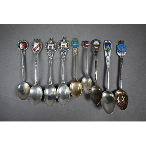 104 - 18th Century German silver tablespoon, Frankfurt marks, maker WS crowned Q date, t/w various 19th Ce... 