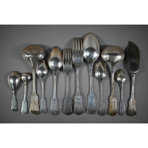 11 - An extensive part set of good quality electroplated flatware with modified decorative fiddle pattern... 