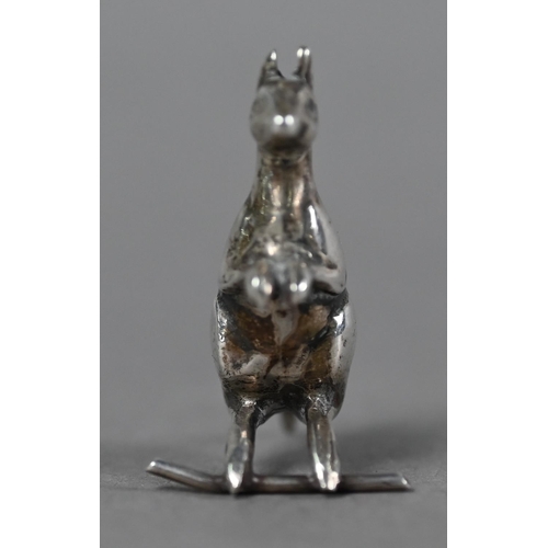 113 - Scarce Edwardian novelty silver 'Kangaroo' small pin-cushion, Chester 1908, 3.5cm high