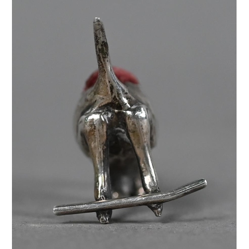 113 - Scarce Edwardian novelty silver 'Kangaroo' small pin-cushion, Chester 1908, 3.5cm high