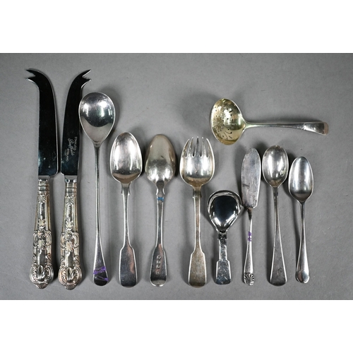 115 - Victorian silver fiddle pattern caddy spoon with foliate-engraved stem, George Unite, Birmingham 184... 