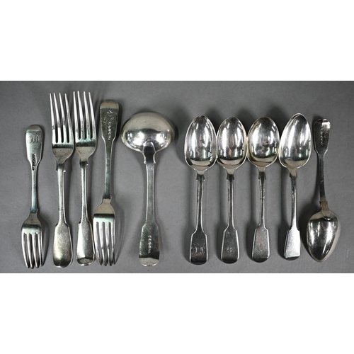 117 - Selection of Georgian and later fiddle pattern flatware - various makers and dates 1808-43, 18oz