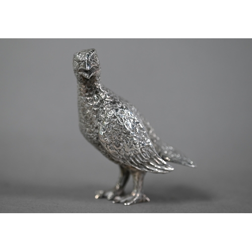 120 - Cast silver grouse, Henry Hodson Plante, London 1970, 7.5oz, 8.5cm high