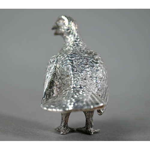 120 - Cast silver grouse, Henry Hodson Plante, London 1970, 7.5oz, 8.5cm high