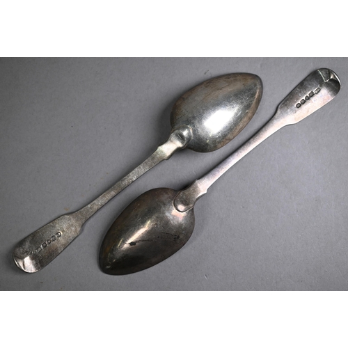 126 - Pair of George IV silver fiddle pattern tablespoons, William Eaton, London 1823, 4.7oz