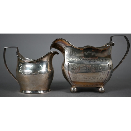 144 - George III silver helmet-shaped cream jug, William Hunter (probably), London 1804, 9cm high, to/w an... 