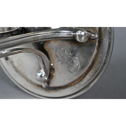 158 - Pair of silver comports with pierced quatrefoil top raised on Art Nouveau organic four-pillar stem a... 