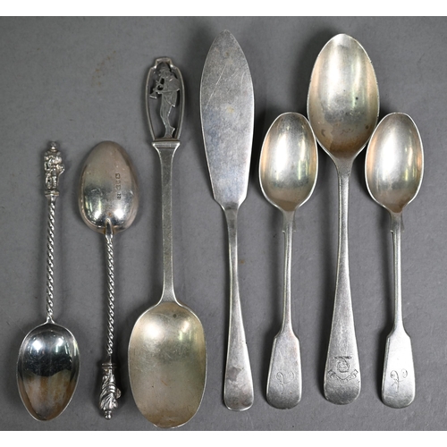 160 - Victorian cased set of six teaspoons with twist stems and figural finials, George Unite, Birmingham ... 