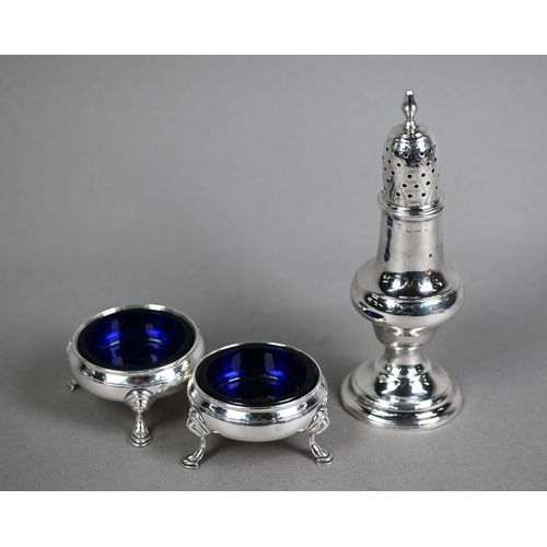 170 - George III silver pounce-pot of baluster form, Thomas Streetin, London 1790, 2.5oz, 15cm high, to/w ... 