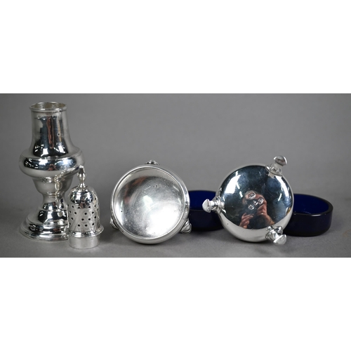 170 - George III silver pounce-pot of baluster form, Thomas Streetin, London 1790, 2.5oz, 15cm high, to/w ... 