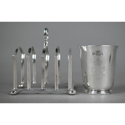 173 - Heavy quality silver beaker, 1937 Coronation, Thomas Bradbury & Son, Sheffield 1936, to/w a four... 