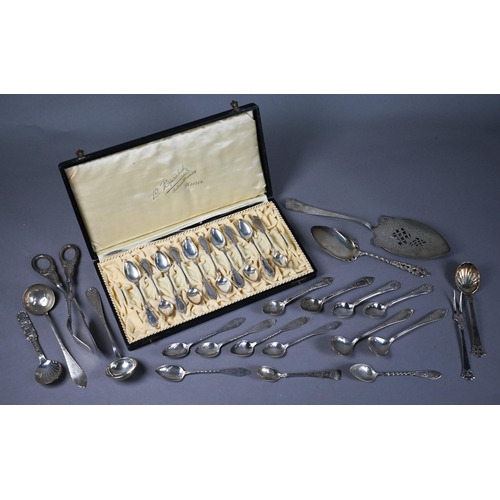 188 - Quantity of Norwegian .830 standard silver flatware, inc pastry slice, pair of sauce ladles, set of ... 